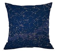 Star Map Cushion Covers City Constellation in Night Sky Navy Blue Square Pillowcases Cotton Linen Throw Pillow for Women 45cm X 45cm