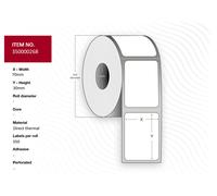 Capture 70 x 30mm White Labels, 25mm Core - 4 Rolls x 1000