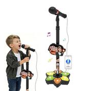 Star Microphone Toy with Stand - 2025 Kids Karaoke Machine with Music, Lights & Adjustable Height, Singing Toy for Boys and Girls