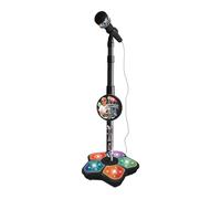 Star Microphone with Stand, Children’s Karaoke Machine with Adjustable Stand and Light Pedal, All in One Microphone Toy, Party Fun Musical Toy for Girls and Boys (Black)