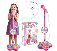 Star Microphone with Stand: The All-in-One Microphone Toy, New Portable Karaoke Machine with Adjustable Height & Speakers & Lights for Singing, Music Play, Fun