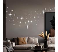 Star Mirror Stickers, 82PCS 3D Mirror Wall Stickers Removable Mirror Star Stickers Acrylic Star Wall Decal for Home Living Room Bedroom Decor (Silver)