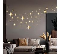Star Mirror Stickers, 82PCS 3D Mirror Wall Stickers Removable Mirror Star Stickers Acrylic Star Wall Decal for Home Living Room Bedroom Decor (Gold)
