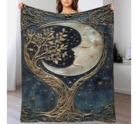 Star Moon 3D Printed Flannel Throw Blanket Abstract Sofa Fleece Fluffy Sherpa Blankets For Sofas Bedspread Travel Soft 40x50inch(100x130cm)