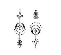 Star - Moon And Plant Style Temporary Tattoo Lasts To 15 Days Waterproof Semi Permanent Sticker