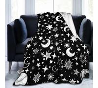 Star Moon Black and White Blanket, Soft Blankets Flannel Bed Throw Cozy Lightweight Plush Gifts for Women Men Boys Girls Sofa Couch Bedroom Living Rooms Warm All Season, Home Decor, 80"x60"