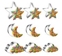 Star Moon Cloud Cookie Cutters Set, 9PCS Stainless Steel Biscuit Cutters, Dishwasher Safe Pastry Cutters for Baking, Ideal for Cookies Cakes Fondant Decorations, Kids Parties Holiday Treats Birthday