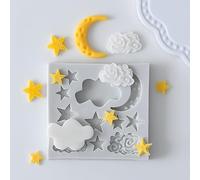 Star Moon Clouds Shaped Silicone Fondant Molds, Candy Chocolate Molds for DIY Cake Fondant Cookie Cloud Fondant Mold Moon for Candy Baking Sugar Cakes Decorating, Candy Making Supplies