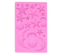 Star Moon Face Shape Silicone Mold DIY Chocolate Cake Fondant Baking Tool for Home Bakery Wedding Birthday Party Pink 8oz