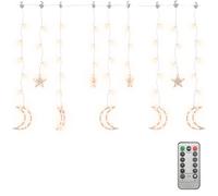 vidaXL Star and Moon Fairy Lights Remote Control Blue Xmas Curtain Light Set