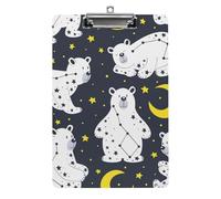 Star Moon Polar Bear Clipboard Standard A4 Letter Size Clip Boards for School Office Restaurants
