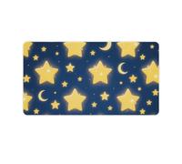 Star - Moon Print Desk Mat with Stitched Edges, Rubber Mouse Mat for Keyboard Mats Non-Slip Waterproof Desk Pad Office Supplies Large Gaming Mouse Pad for Home Work