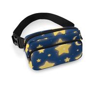 Star - Moon Print Fanny Pack for Men Women, Durable Sling Chest Bag with Adjustable Strap & Large Pocket, Small Crossbody Bag for Running, Hiking, Cycling, Travel