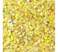 Star Moon Table Confetti, Iridescent Metallic Glitter Foil Confetti Sequin Star Moon Scatter for Party Wedding Festival Decorations DIY, 60g/ 2.1oz (Gold)