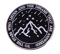 Star Mountain Enamel Brooch Pin The Stars Listening and Dreams Answered Inspirational Brooch Literature Badge Enamel Pin for Clothing, Metal