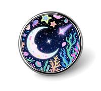 Star Ocean Pattern Lapel Pin Cute Metal Brooch Pin Fashionable Round Badge for Shirts, Hats, Jackets Unique Fashion Accessories Gift for Men & Women