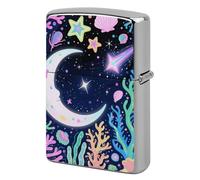 Star Ocean Pattern Lighter Case Metal Double-Sided Lighter Cover Pocket Lighters Sleeve Windproof Lighters Accessories for Men Women