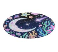 Star Ocean Pattern Round Area Rug Non Slip Backing Doormat Water Absorbent Plush Throw Low-Pile Non-Slip Floor Mat Carpet for Living Room Bedroom Entryway Nursery Room 90 * 90cm