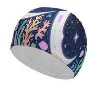 Star Ocean Pattern Swim Cap for Women Men Swimming Hat Bath Waterproof Pool Caps for Long Thick Curly Hair