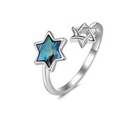 Star of David Adjustable Ring 925 Sterling Silver Abalone Star of David Open Ring Jewish Star Jewellery for Women