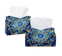 Star of David Art Blue Pattern Tissue Box Cover, Rectangular Tissue Holder Decorative Facial Napkin Dispenser for Bathroom Kitchen Coffee Table Car