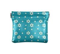 Star Of David Blue Women's Small Leather Change Purse Convenient Clasp Wallet Card Holder for Women Boys Girls, star of David blue, Decoration