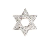 Star of David Brooch Pin Full Crystal Gold/Silver Star Lapel Pin Six Pointed Star Safty Pin Women Men Clothes Decorations, Zinc, no gemstone