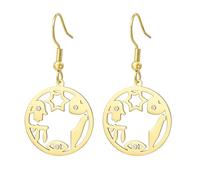 Star of David Chai Earrings Hamsa Hand Evil Eye Israel Map Earrings Jewish Protection Amulet Hebrew Faith Kabbalah Blessing Jewelry Israel Hanukkah Gift for Women (gold)