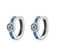 Star of David Earring for Women Sterling Silver hoop Abalone Shell Jewish Jewelry