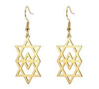 Star Of David Earrings For Women Stainless Steel Hebrew Inscription Hexagram Blue Diamond Round Drop Dangle Earrings Megan Star Jewish Jewelry (gold 4)