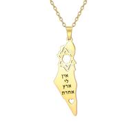 Star of David Map Necklace Flag Peace Pendant Middle East Arabic Patriotic Jewelry Jewish Gift for Men Women (gold)