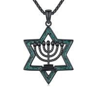 Star of David Necklace 925 Sterling Silver Hexagonal Star Turquoise Pendant Necklace Jewish Jewelry Gifts for Women Men