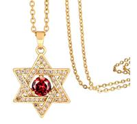 Star of David Necklace: Dainty Birthstone Pendant Small | Six Point Star with Birthstone Jewish Star Necklace, 14K Gold Tiny Jewelry Gift for Women