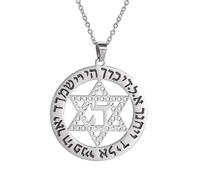 Star of David Necklace for Men Crystal Hexagram Pentacle Hebrew Jewish Wiccan Israel Symbol Pendant of Stainless Steel Six-pointed Star Amulet Jewelry Gifts