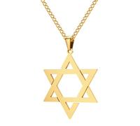 Star of David Necklace for Men, Stainless Steel Jewish Star Hexagon Pendant Mens Necklace, Birthday Christmas Israeli Jewelry Gifts for Boyfriend Brother, 24" Chain, Stainless Steel, No Gemstone