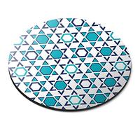 Star of David Pattern Jewish Israel Jew - Flexible Round 5mm Rubber Mouse Mat Pad Office Home Novelty Printed Desk Accessory - 46331