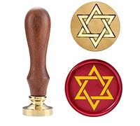 Star of David Wax Seal Stamp Set, Sealing Wax Stamps Copper Seals with Wooden Hilt, Jewish Sealing Stamp