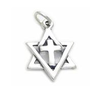 Star of David with Cross sterling silver charm .925 x 1 Holy charms