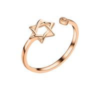 Star Of David Zircon Ring For Women Magen David Adjustable Wiccan Jewelry Elegant (Rose Gold, One Size)