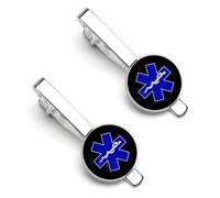 Star of Life EMS Men's Tie Clip Classic Necktie Tie Bar 2 Pack Clasp Clip for Wedding Anniversary Business Gifts
