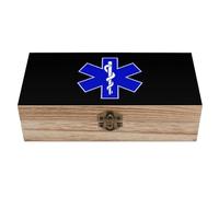 Star of Life EMS Wooden Storage Box Decorative Keepsake Boxes Jewelry Organizer Gifts with Hinged Lid