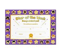 Star of The Week Certificate for Kids - Congratulation Award - Pack of 25 Blank Fill-in - School Children - Nursery Primary Infant Junior - Teachers Students - A5 Size - Eco-Friendly - Made in UK