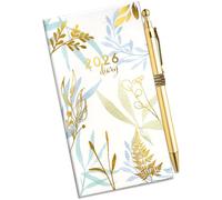 Star Online 2026 Luxury Diary Slim Week to View Diaries Full Year With Pen (Botanicals Gold Foil)