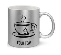 Star Online Four-Tea Birthday Anniversary Mug 11oz Ceramic Funny Coffee Mug Christmas Gifts for Him Her, Parents Girlfriend, Secret Santa (Silver)