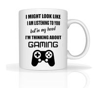 Star Online Funny Classic Christmas Secret Santa Coffee Xmas Gifts I’m Thinking About Gaming -11oz Ceramic Cup Gamer Mugs Gifts (Gaming)