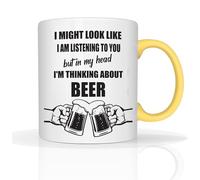 Star Online Funny Classic Christmas Secrete Santa Coffe Xmas Gifts I'm Thinking About - 11oz Ceramic Dishwasher Safe Mugs Cup (Beer Modern - Yellow)