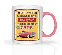 Star Online Funny Classic Christmas Secrete Santa Coffe Xmas Gifts I'm Thinking About - 11oz Ceramic Dishwasher Safe Mugs Cup (Car Vintage - Pink)