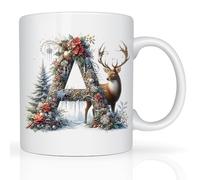 Star Online Personalised Christmas Mug Custom Printed Intial Mug 11oz Ceramic Coffee Cup Xmas Eve Secret Santa Gifts Fo Kids, Family & Friends (Ice Alphabet A to Z)