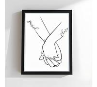 Star Online Personalised Couple Name Hands Print Valentine’s Gift for Him & Her, Engagement Present, Romantic Wall Art Keepsake for Boyfriend, Girlfriend (Couple's Hand)
