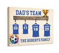 Star Online Personalised Father’s Day Football Team Canvas Gift for Dad Choose Your Squad Shirts, Custom Name Kids Keepsake Present for Daddy or Grandad (Dad's Team)
